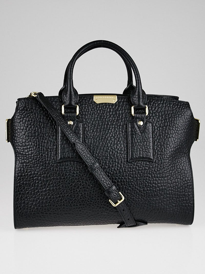 Burberry Black Grain Leather Clifton Signature Tote Burberry