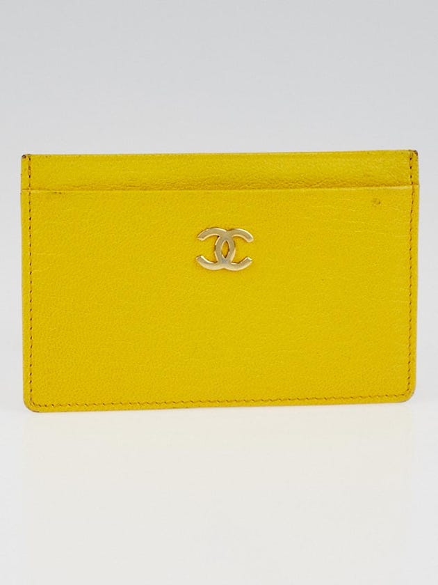Chanel Yellow Textured Leather CC O-Card Holder