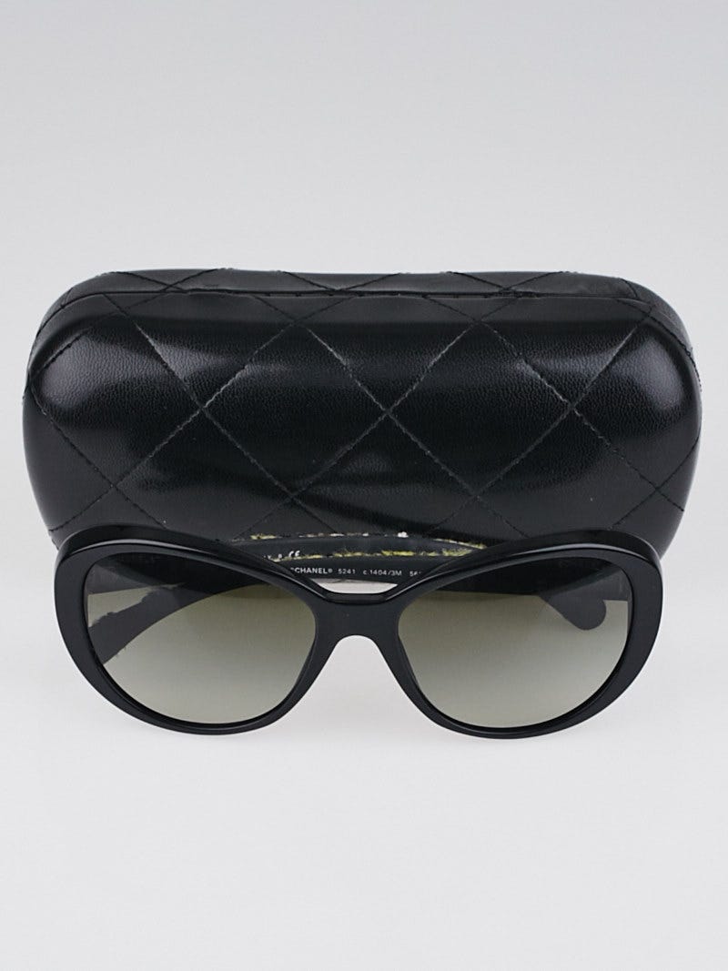 Chanel Black Frame and Tweed Sunglasses-5241 | Yoogi's Closet