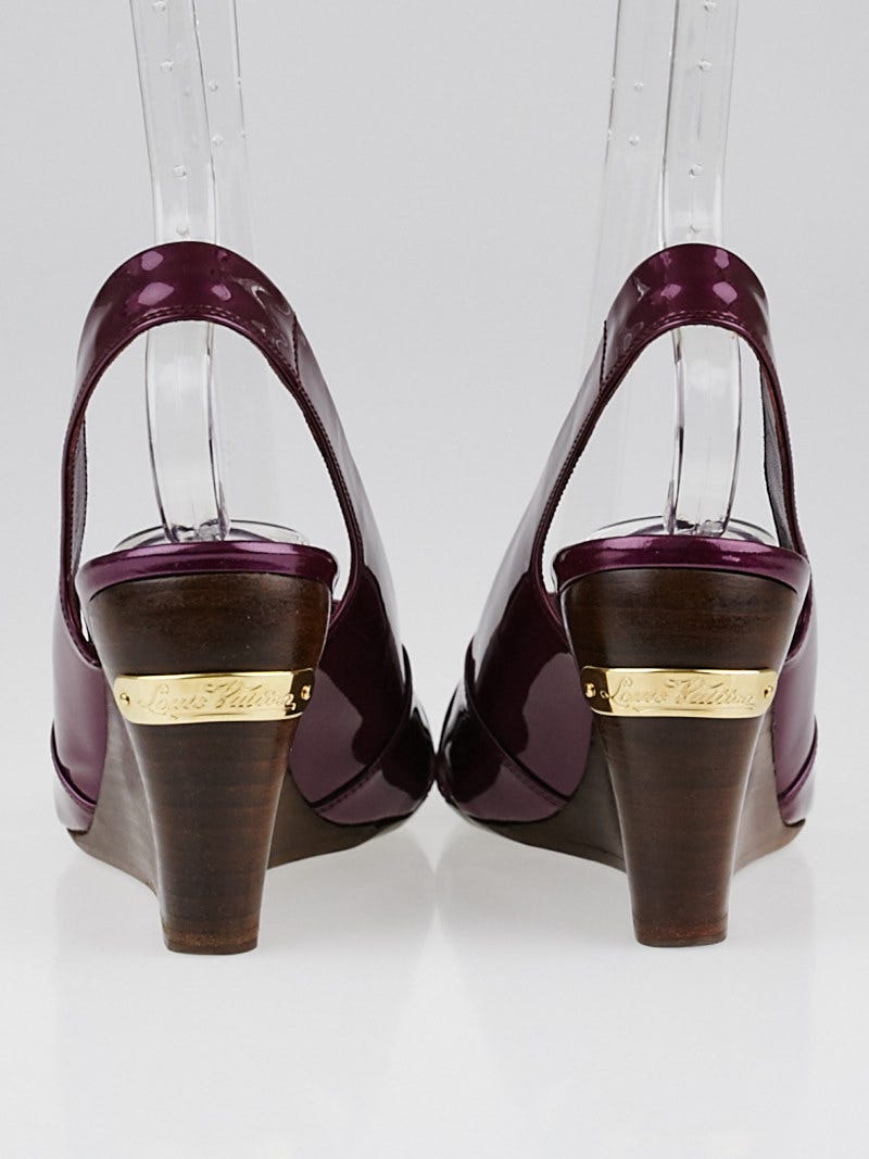 Louis Vuitton - Wedge Slingback Vernis Leather Sandals Violette 40,5