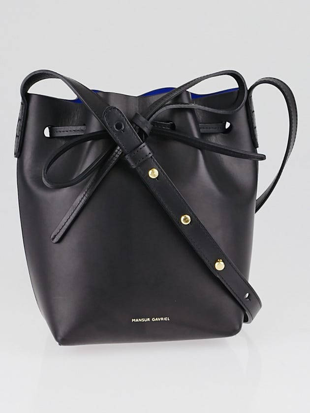 Mansur Gavriel Black/Royal Vegetable Tanned Leather Mini Bucket Bag