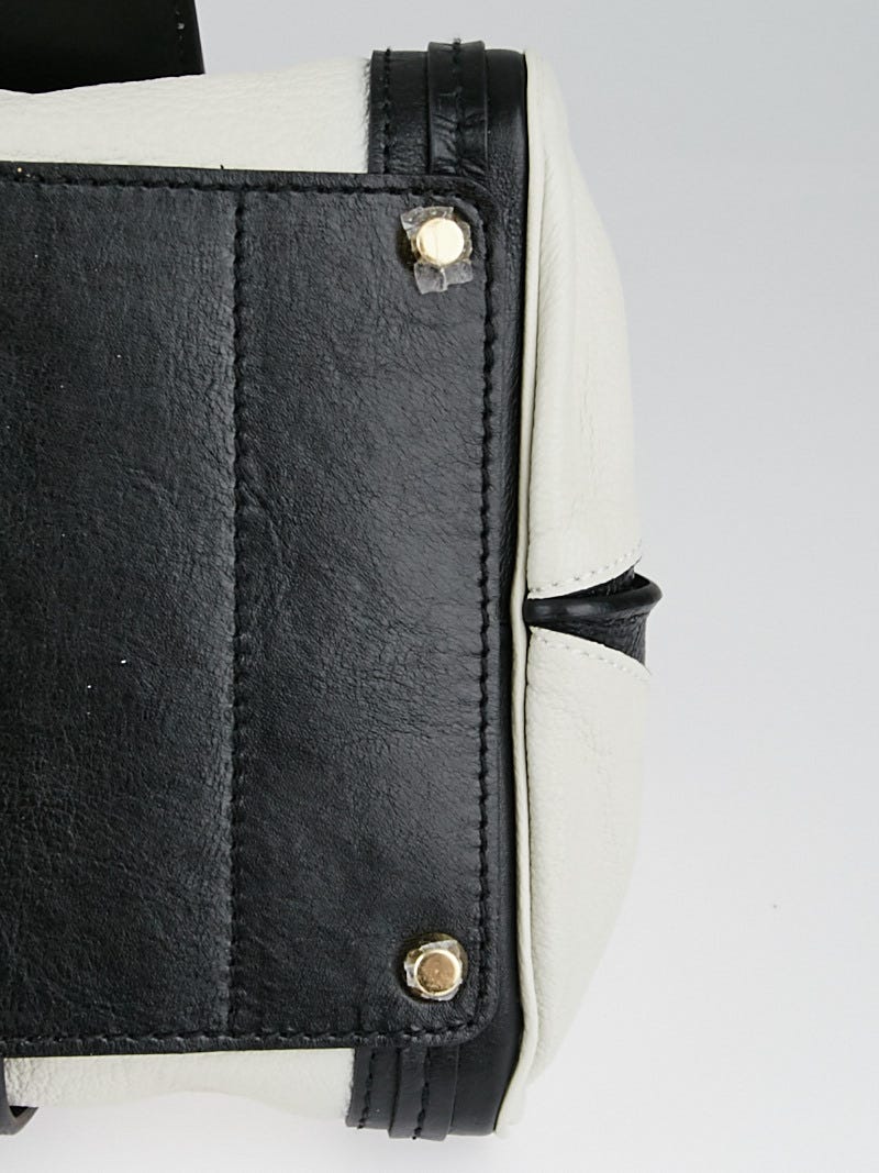 Chloe White/Black Leather Colorblock Alice Satchel Bag
