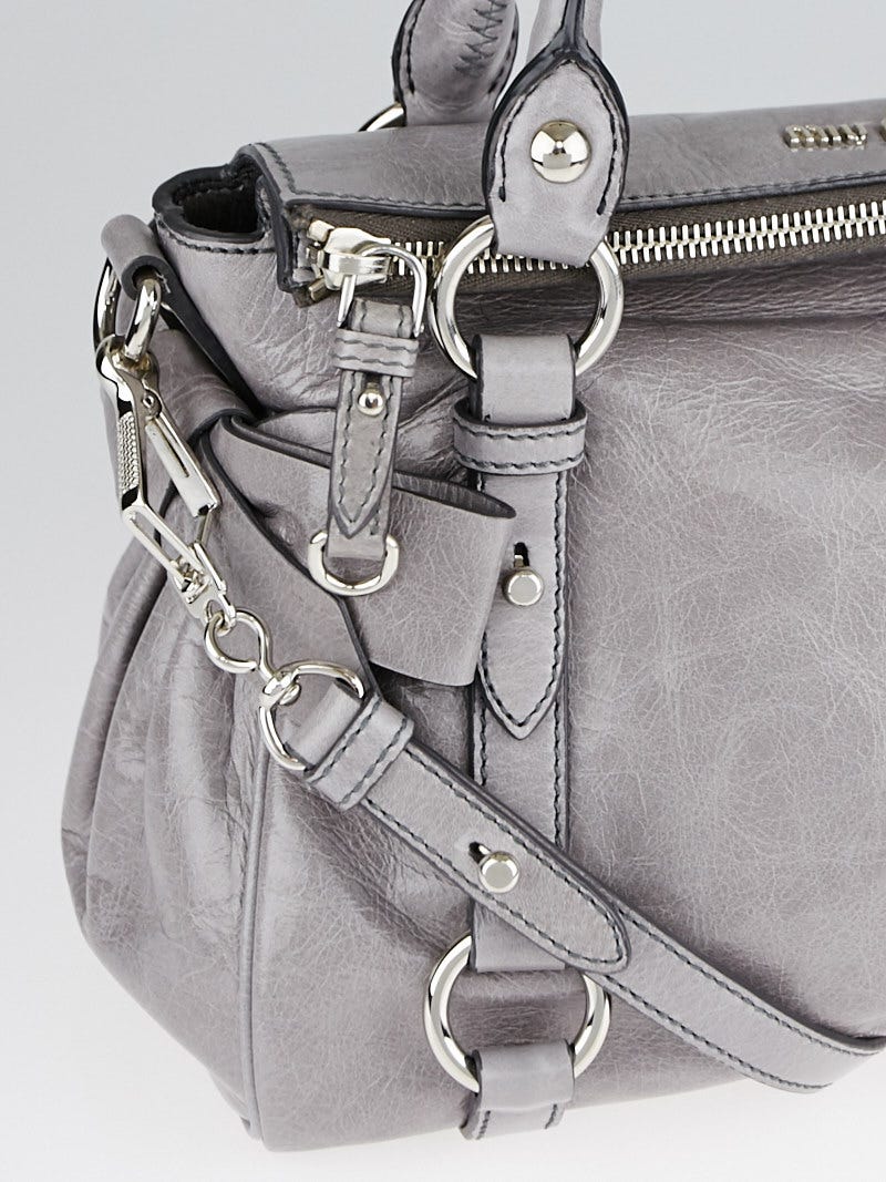 ✴*◆様 【Miu Miu】VITELLO SHINE PELTROグレー ハン Miu Miu Peltro Vitello Lux Leather Bow Top Handle Bag RT0438