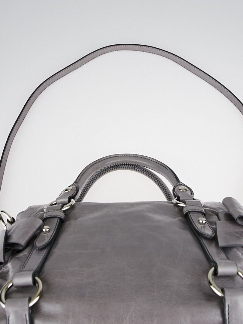 ✴*◆様 【Miu Miu】VITELLO SHINE PELTROグレー ハン Miu Miu Peltro Vitello Lux Leather Bow Top Handle Bag RT0438