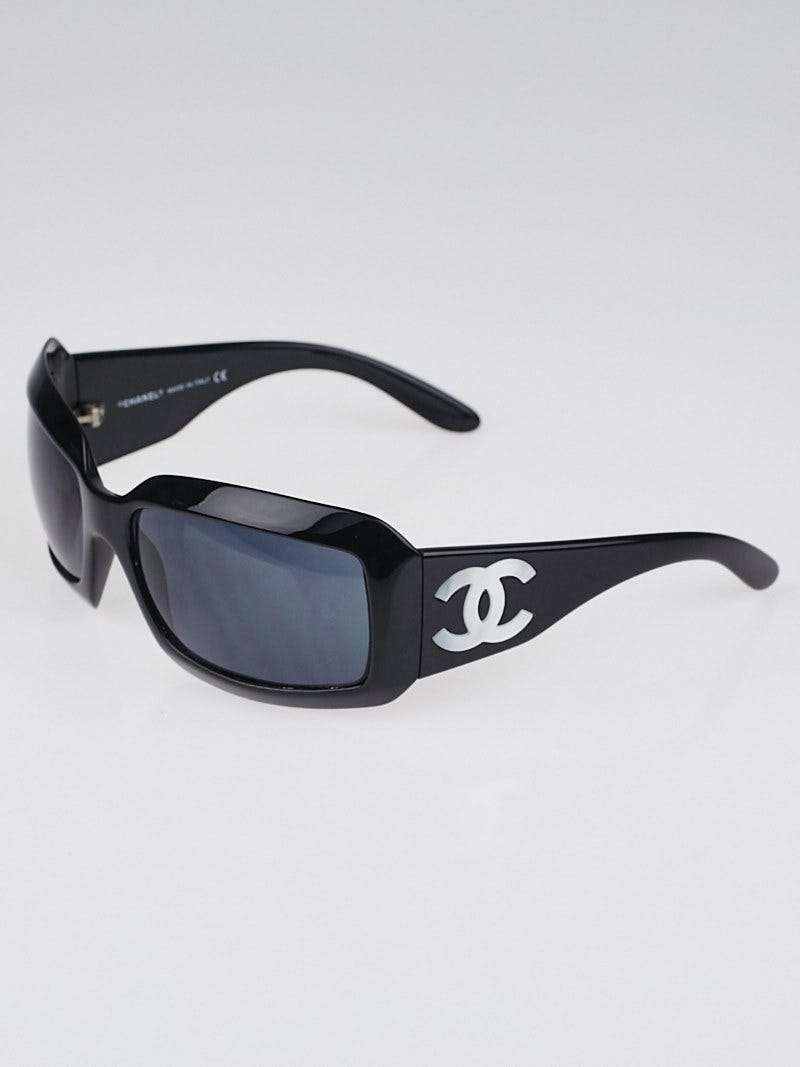 Chanel Black Frame CC Mother of Pearl Sunglasses- 5076-H - Yoogi's Closet