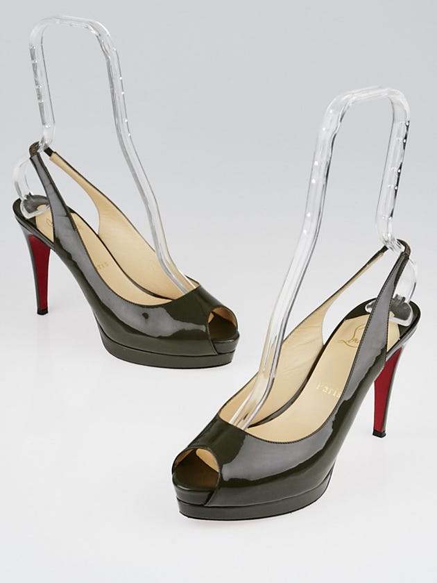 Christian Louboutin Grey Patent Leather Cathay 100 Pumps Size 7.5/38