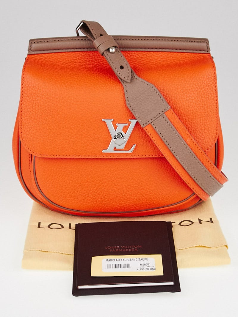 Louis Vuitton Tangerine/Taupe Taurillon Leather Marceau Bag