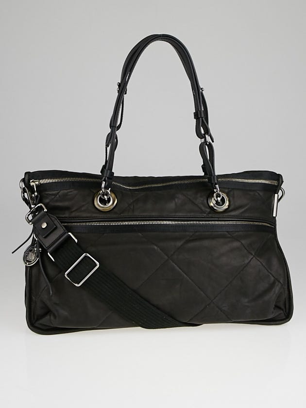 Lanvin Black Quilted Lambskin Leather Amalia Doublewear Satchel Bag
