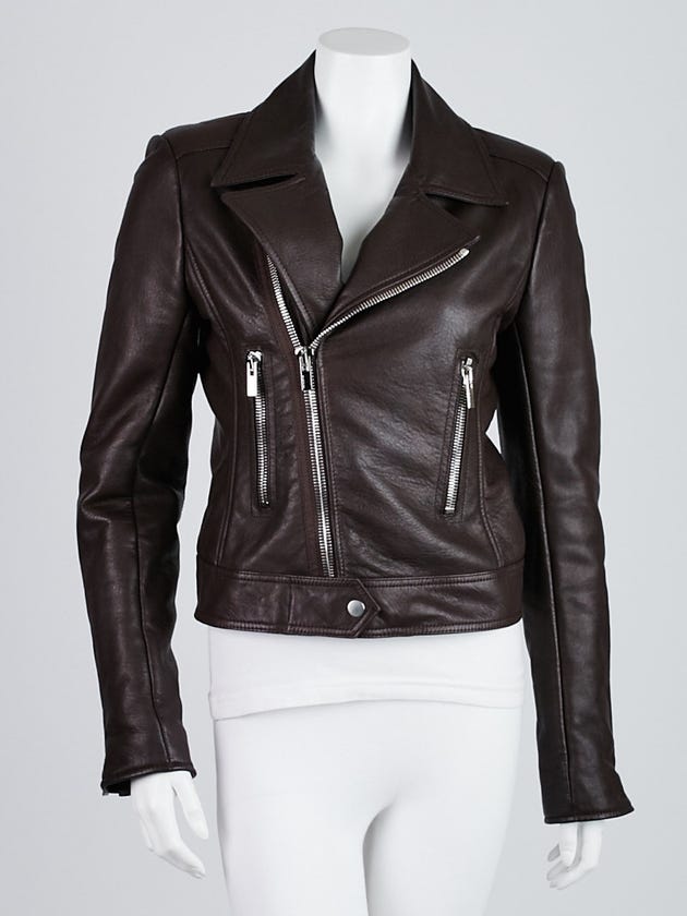 Balenciaga Margaux Lambskin Leather Classic Biker Jacket Size 8/40