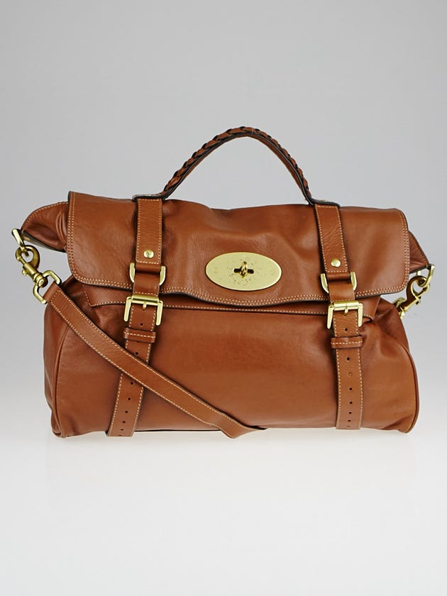 Mulberry Oak Brown Soft Buffalo Leather Oversized Alexa Satchel Bag