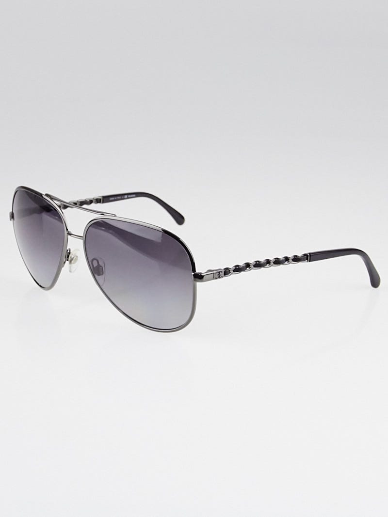 Chanel Silver Gradient Tint Aviator Chain Sunglasses-4194-Q | Yoogi's Closet