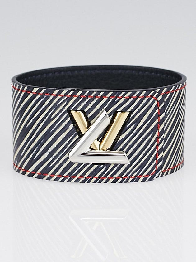 Louis Vuitton Blue/White Epi Leather Twist It Bracelet Size 19