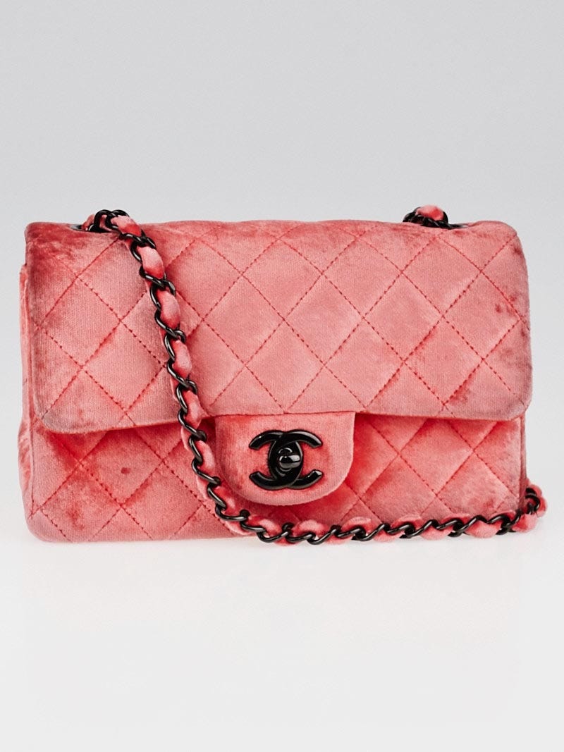Chanel Coral Quilted Velvet New Mini Flap Bag - Yoogi's Closet