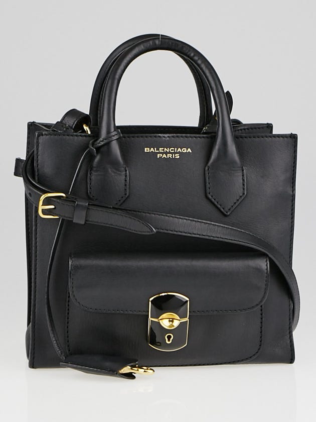 Balenciaga Black Calfskin Leather Padlock Mini All Afternoon Tote Bag
