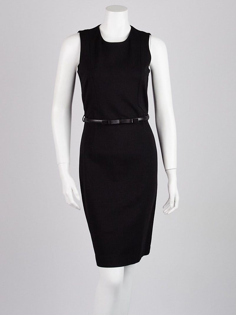 Gucci Black Viscose Blend Sleeveless Belted Dress Size M
