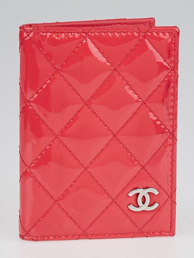 Chanel Pink Quilted Patent Leather Compact ID Wallet