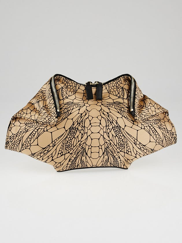 Alexander McQueen Rose/Black Printed Silk Dragonfly De Manta Clutch Bag