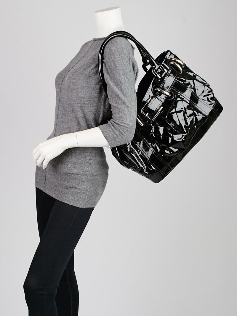 Burberry Black Quilted Patent Leather Large Beaton Bag | Yoogi's
