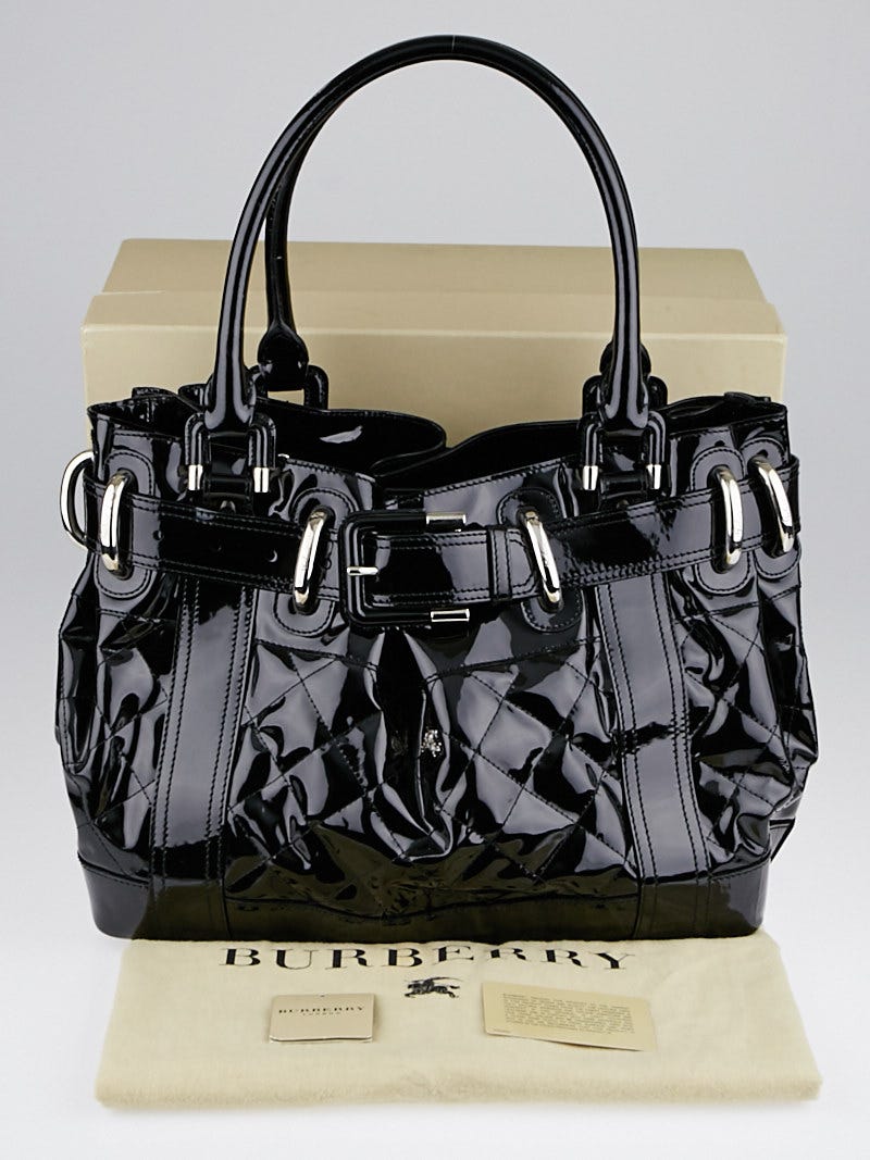 Burberry Black Quilted Patent Leather Large Beaton Bag | Yoogi's
