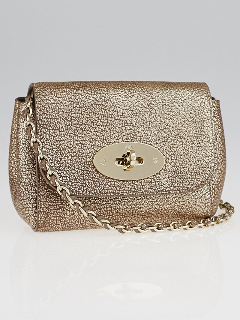 Mulberry Metallic Mushroom Goatskin Leather Mini Lily Bag