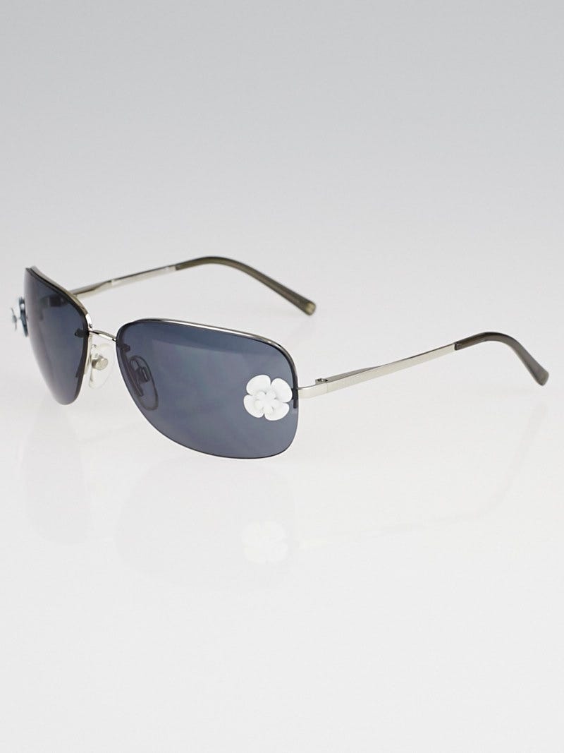 Chanel Silvertone Metal and White Camellia Sunglasses-4135 - Yoogi's Closet