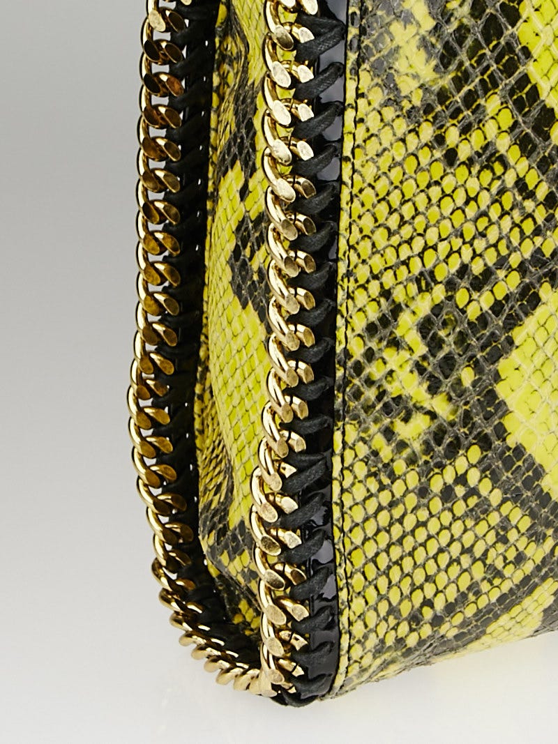 Stella McCartney Yellow/Black Fluo Faux Python Falabella Small Tote Bag |  Yoogi's Closet
