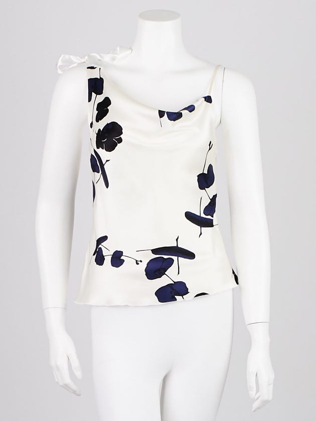 Armani Collezioni White/Blue Floral Print Camisole Top Size 2