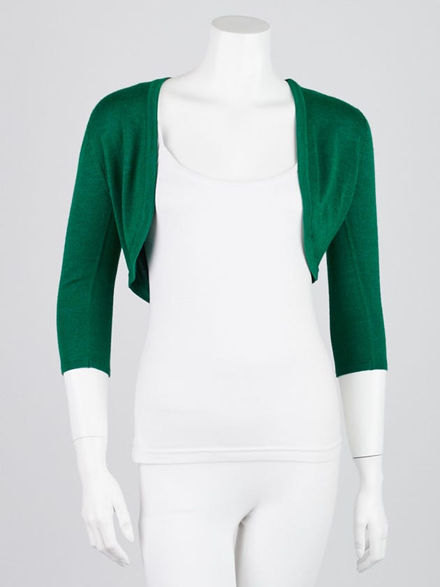 Oscar de la Renta Green Cashmere/Silk Blend Bolero Sweater Size XS