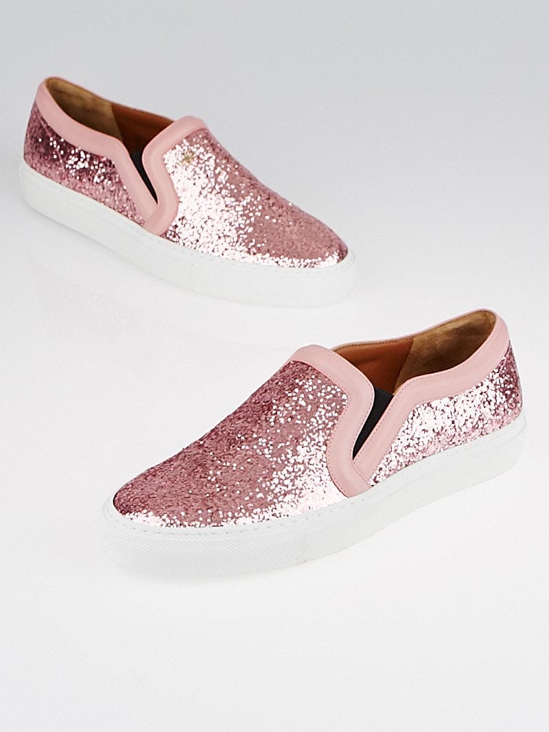 Givenchy Pink Glitter Low Top Skate Sneakers Size 7 37.5 Yoogi s
