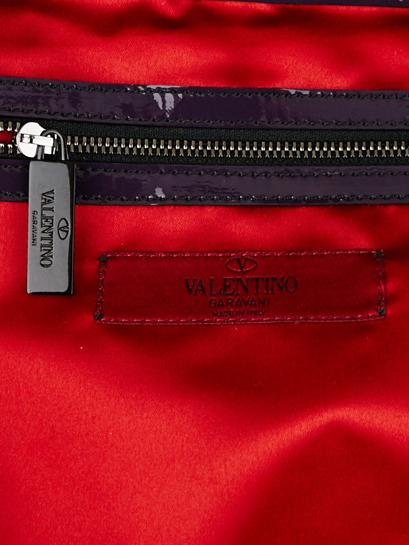 Valentino Amethyst Silk Organza and Patent Leather Rosier Medium