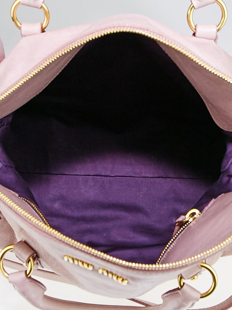 Miu Miu Dark Pink Vitello Lux Leather Bow Top Handle Bag