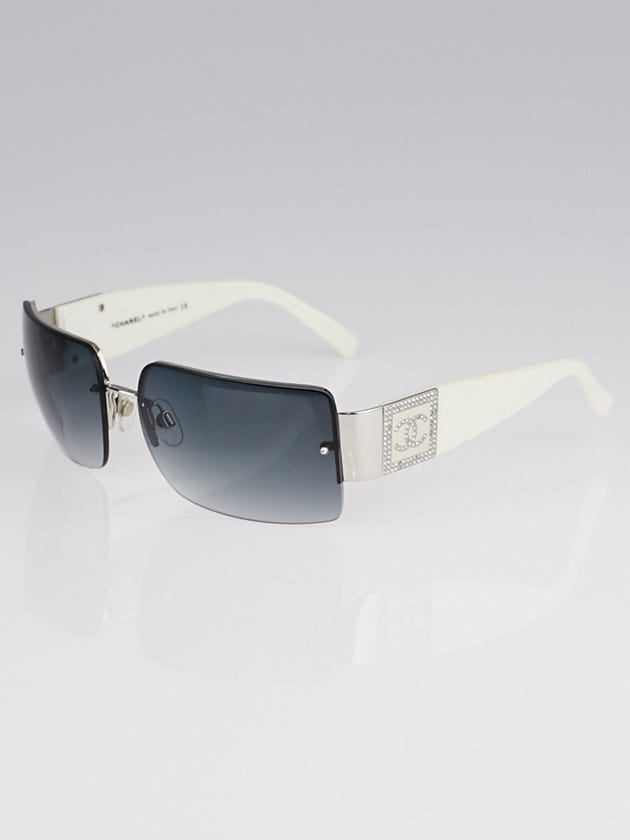 Chanel White Frame Crystal CC Logo Sunglasses- 4095