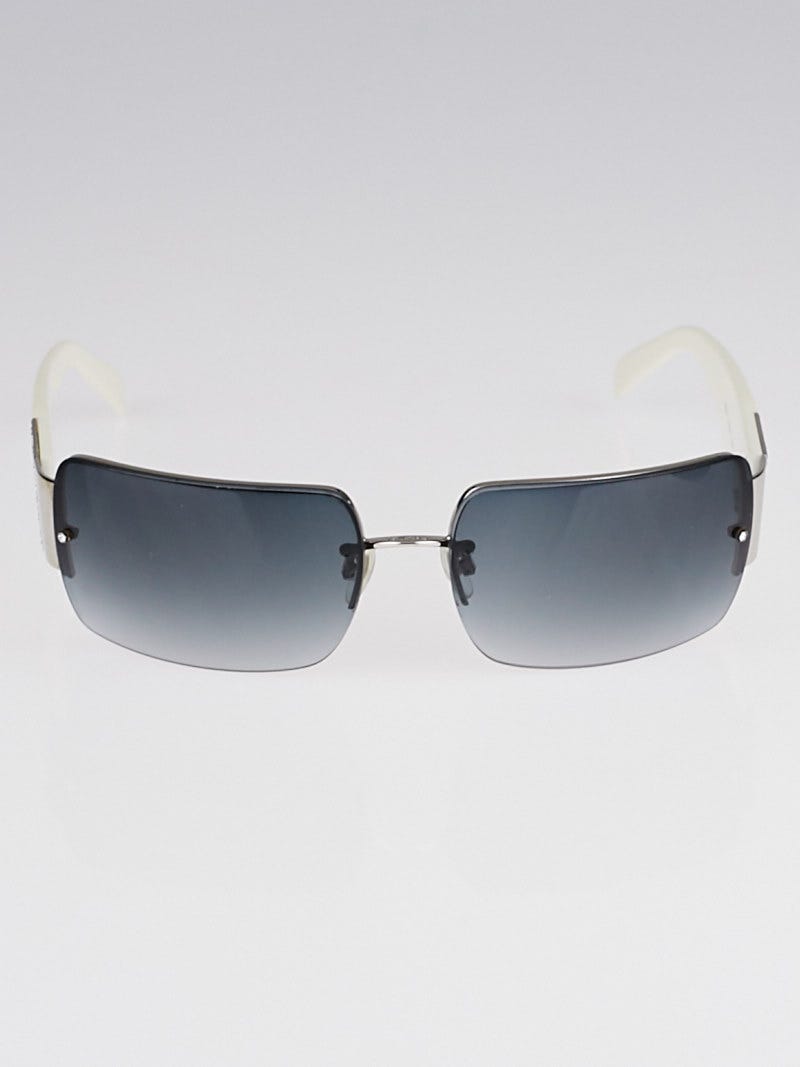 Chanel White Frame Crystal CC Logo Sunglasses- 4095 - Yoogi's Closet