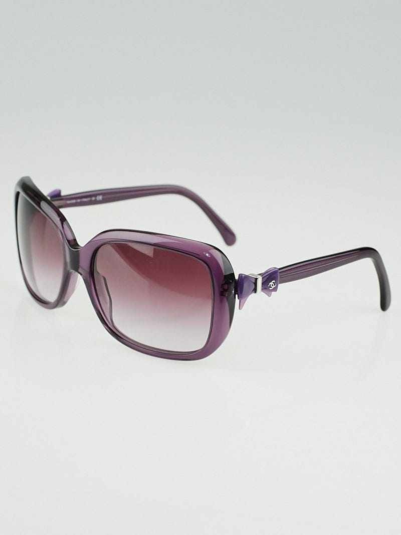 Chanel Purple Frame Gradient Tint Bow Sunglasses-5171 - Yoogi's Closet