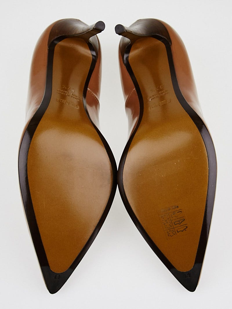 Fendi Nude Patent Leather Pointed Toe Pumps Size 7/37.5