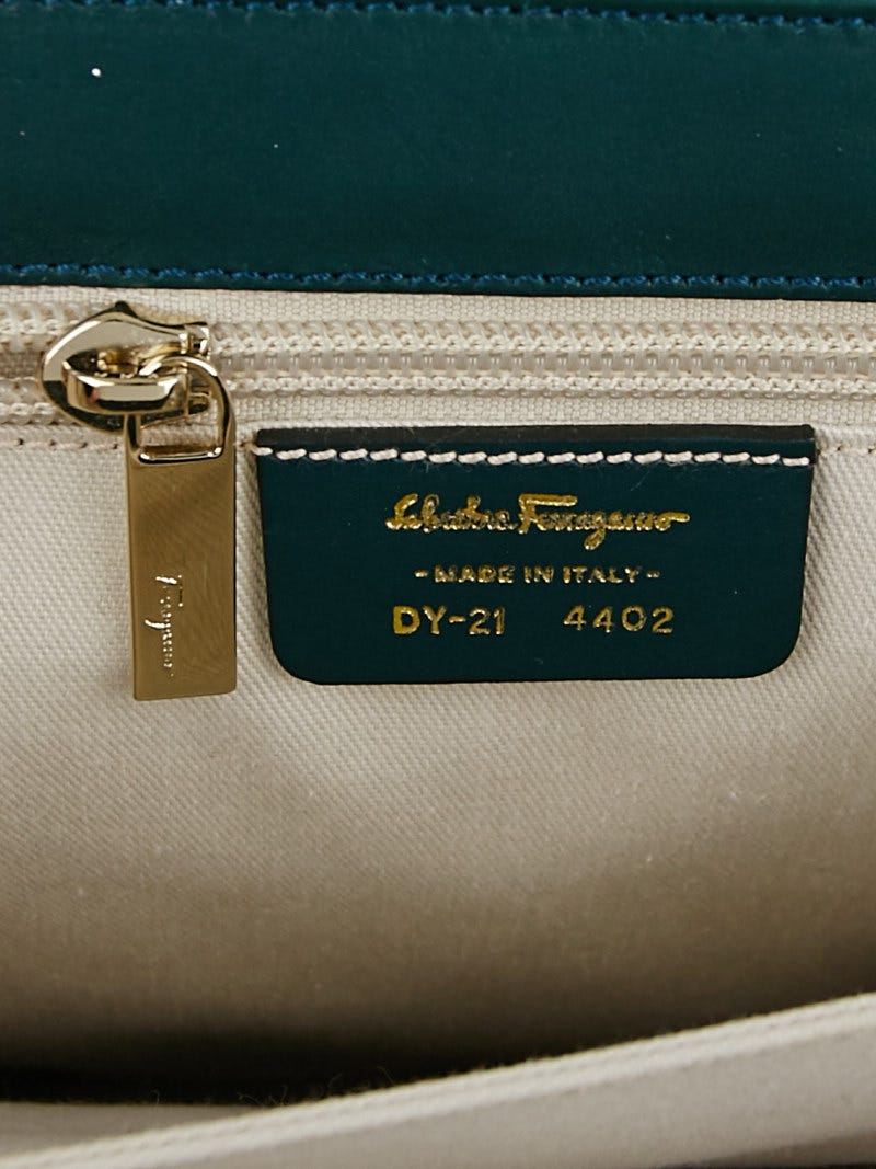 バッグ Salvatore Ferragamo Salvatore Ferragamo Teal Leather Virna Satchel Bag | Yoogi's Closet