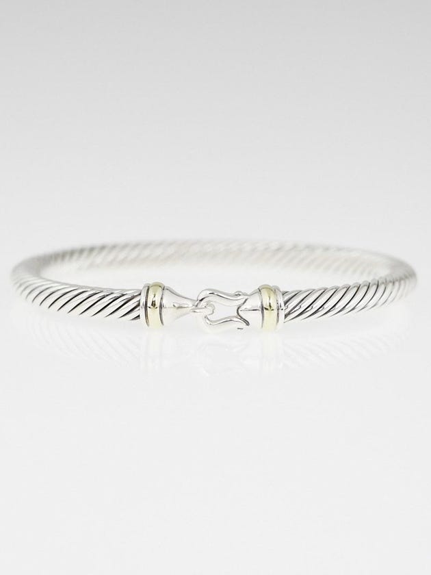 David Yurman 5mm Sterling Silver and 18k Gold Cable Buckle Bracelet