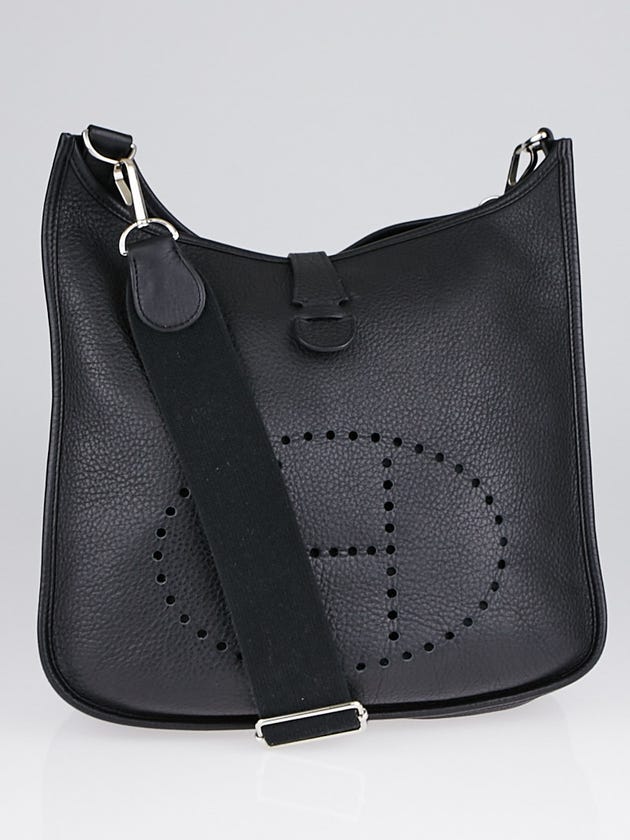 Hermes Black Clemence Leather Evelyne III PM Bag