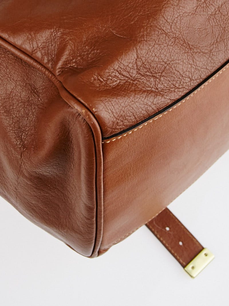 Mulberry Oak Brown Croc Embossed Leather Alexa Satchel Bag - Yoogi's Closet