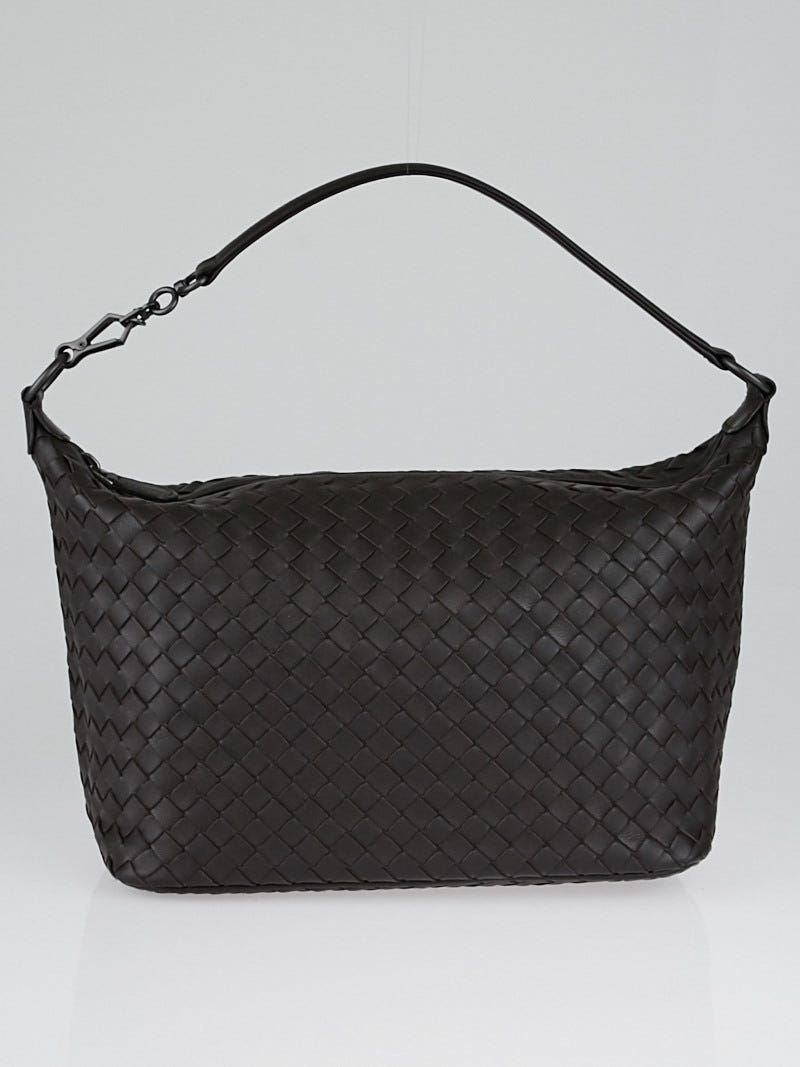 Bottega Veneta Espresso Intrecciato Woven Nappa Leather Small Shoulder Bag