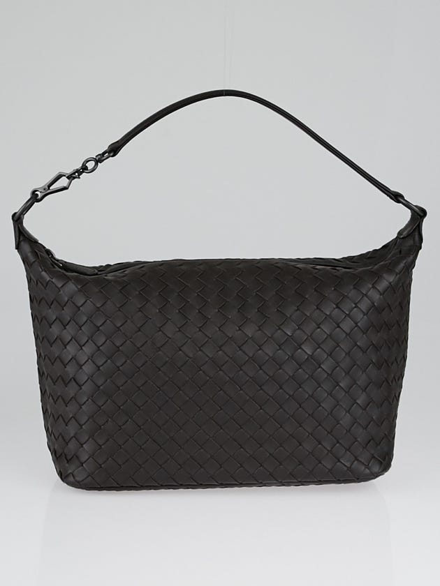 Bottega Veneta Espresso Intrecciato Woven Nappa Leather Small Shoulder Bag