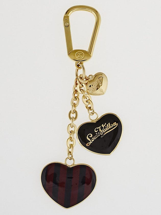 Louis Vuitton Amarante Striped Hearts Key Holder and Bag Charm