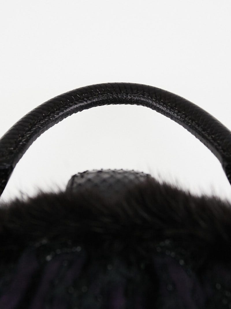 Louis Vuitton Quilted Monogram Chiffon Demi Lune Pm 20lva624 Violet X Black Mink  Fur Satchel, Louis Vuitton