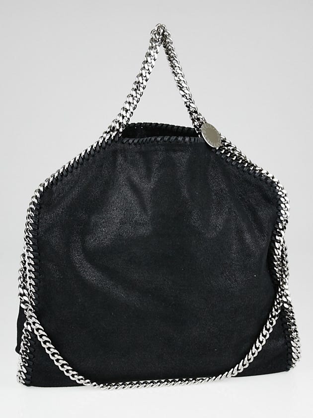 Stella McCartney Black Shaggy Deer Faux-Leather Small Falabella Tote Bag