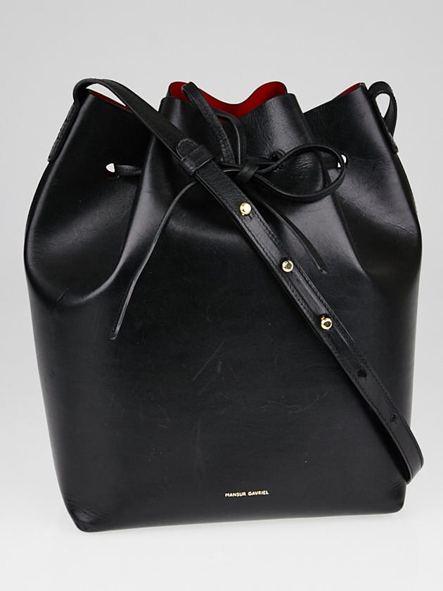 Mansur Gavriel Black/Flamma Leather Bucket Bag