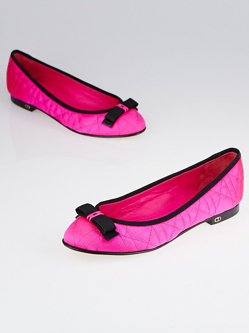 Christian Dior Pink Cannage Quilted Fabric Ballet Flats Size 7