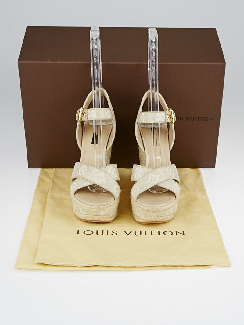 Louis Vuitton Beige Canvas Monogram Formentera Espadrilles Wedge