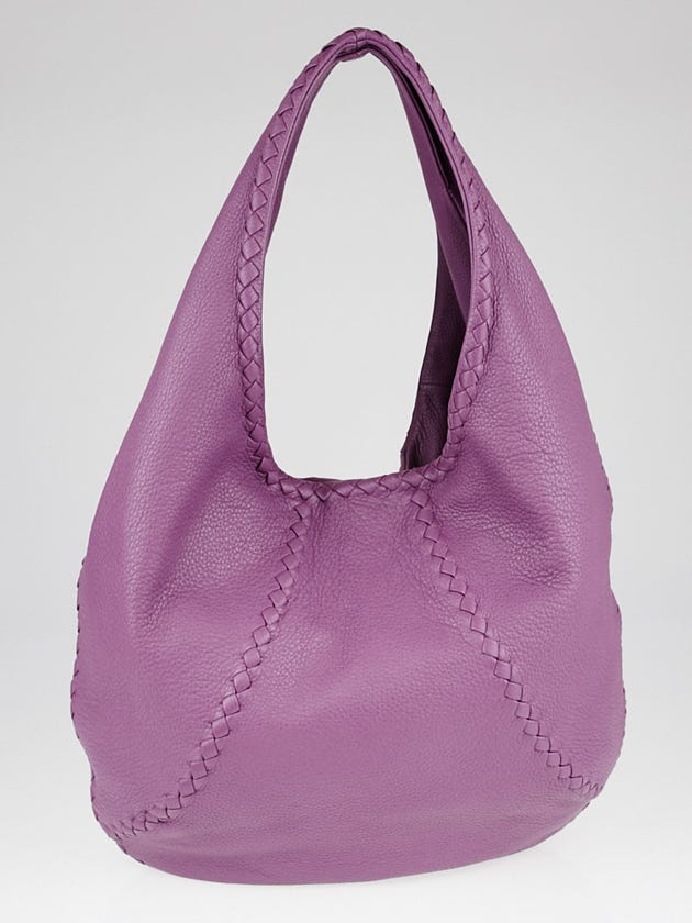 Bottega Veneta Purple Cervo Leather Large Baseball Hobo Bag