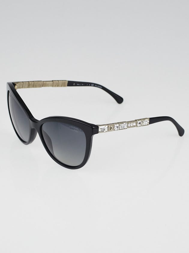 Chanel Black Cat Eye Acetate Frame and Crystals Bijou Sunglasses-5307