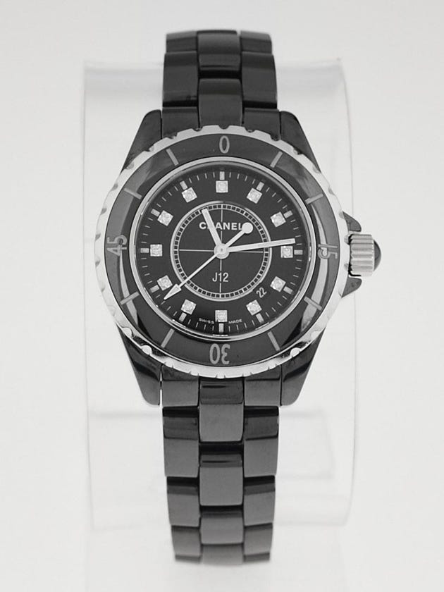 Chanel Black J12 Ceramic and Diamonds 33mm Quartz Watch
